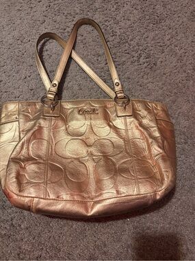 Coach Metallic Gold Signature Tote Bag